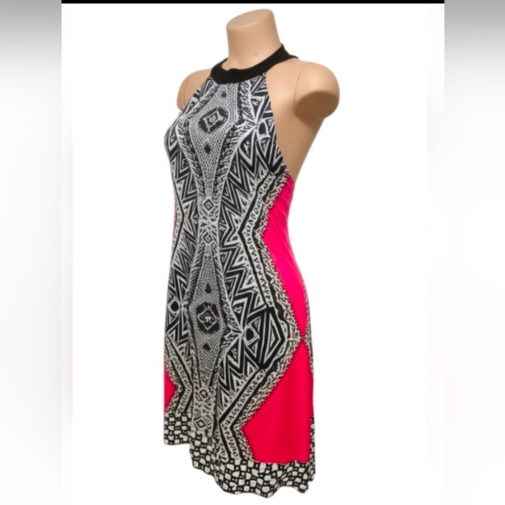 Venus Women's Pink And black Geometric Print Sleeveless Dress Sz. S
